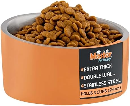Master Pet Supply Stainless Steel Slanted Dog Cat Food Bowl 24 oz Mango by MasterPetSupply