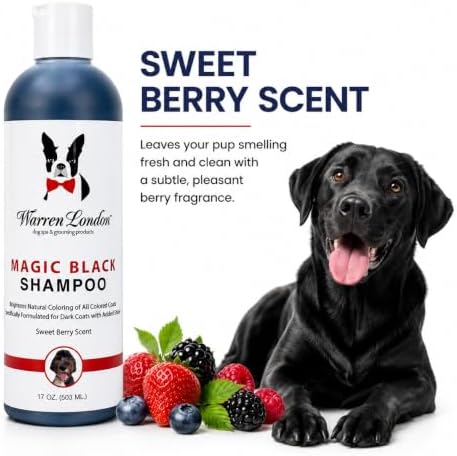 Warren London Magic Black Dog Shampoo | Brightens Any Dog Coat | Formulated for Darker Dog Coats | Puppy and Cat Safe Grooming Supplies | Berry Scent 128 Ounce, Made in USA - Image 5