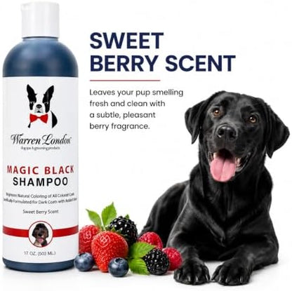 Warren London Magic Black Dog Shampoo | Brightens Any Dog Coat | Formulated for Darker Dog Coats | Puppy and Cat Safe Grooming Supplies | Berry Scent 128 Ounce, Made in USA - Image 5