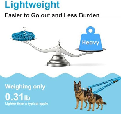 MingXpet 2 Dog Leash, Dog Leash for 2 Dogs, 360° Swivel No Tangle Double Walking Training Leashes for Large Dogs that Pull, Comfortable Shock Absorbing Reflective Bungee, Blue - Image 6
