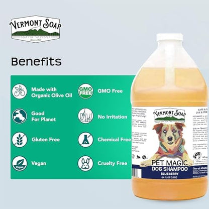 VERMONT SOAP Organic Pet Shampoo, Blueberry Natural Dog Shampoo, 64 oz - Image 2