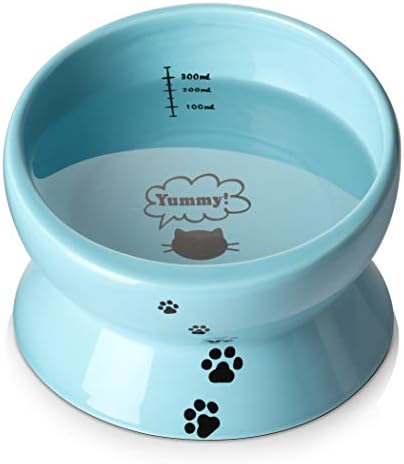 Y YHY Ceramic 15 Ounce Slanted Cat Food Water Bowl, Lake Blue by YYHY