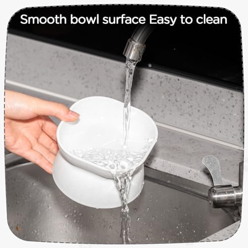 4 Pieces Plastic Tilted Elevated Cat Bowls Raised Cat Food Bowls Elevated Feeding Dish for Flat Faced Kitten Kitty Pets Supplies(White and Grey) - Image 4