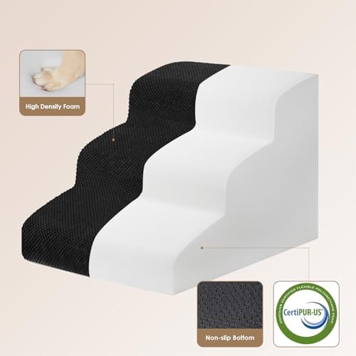 EHEYCIGA Curved Dog Stairs Ramp, 3-Step Dog Steps, 15.7" H Pet Step - Image 2