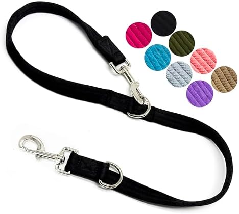 Double Ended Dog Leash,for Obedience Training Easy to Use,Lightweight,Soft for Large and Medium Dogs (Black, 1M*2.5CM) by MoTaity
