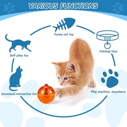 Frienda 4 Pcs Light up Cat Ball LED Motion Ghost Hunting Cat Ball, Classic - Image 5