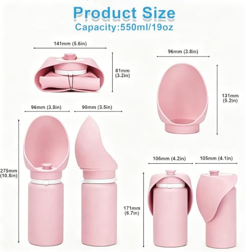 Dog Water Bottle Portable, Large Wide-Mouth Drinking Bowl (Pink) - Image 6