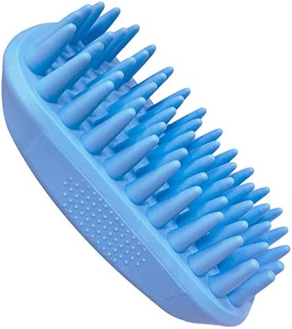 Pet Silicone Shampoo Brush for Long & Short Hair Medium Large Pets Dogs Cats, Anti-skid Rubber Dog Cat Pet Mouse Grooming Shower Bath Brush Massage Comb (Blue (New)) - Image 2