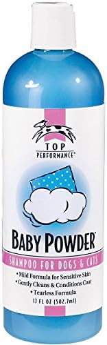 Top Performance Baby Powder Pet Shampoo in 17 Oz. Size for Bathing Puppies and Kittens – Helps Pets with Skin Conditions by PetEdge