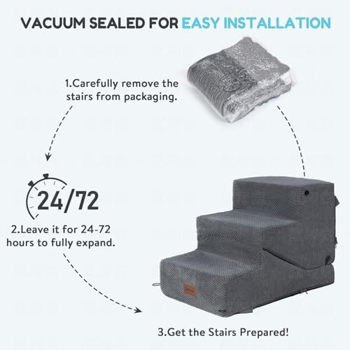 4-Step Dog Stair and Ramp for Small Dogs and Cats, Pet Steps for Bed with Non-Slip Bottom, Grey - Image 4