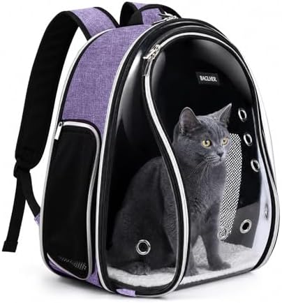 BAGLHER Cat Carrier Backpack Bubble - Fit Up to 18 Lbs - Airline-Approved Dog Backpack Carrier for Small Pets Puppies Dogs Bunny, Space Capsule Dog Carrier Backpack for Travel Outdoor Hiking, Purple by BAGLHER