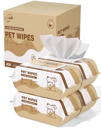 400 Coconut Oil Dog Wipes for Paws and Butt Large Thick Puppy Wipes for Dogs Face and Body Dog Wipes Cleaning Deodorizing Cat Wipes Cleaning Fur and Butt Big Doggie Wipes Doggy Wipes Bum Dog Ear Wipes by IMMCUTE