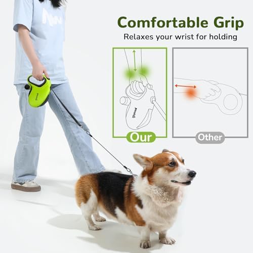 Pecute 32ft Retractable Dog Leash with Poo Bag Holder, Chew Proof Dog Leash with 360° Tangle-Free Extended, Anti-Slip Handle & Quick Brake Button, Suitable for Dogs Up to 66lbs in Weight - Image 6