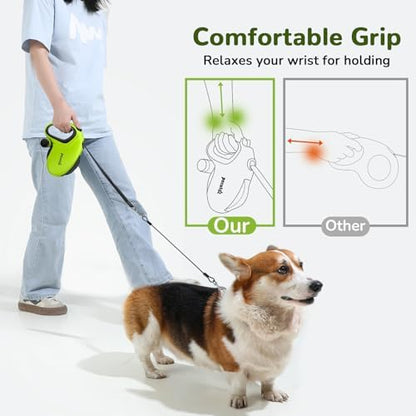 Pecute 32ft Retractable Dog Leash with Poo Bag Holder, Chew Proof Dog Leash with 360° Tangle-Free Extended, Anti-Slip Handle & Quick Brake Button, Suitable for Dogs Up to 66lbs in Weight - Image 6
