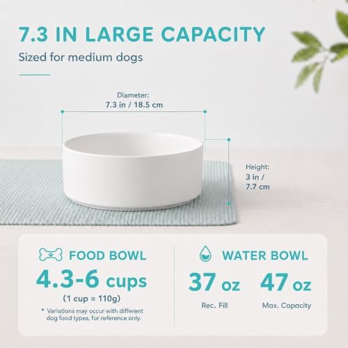 Havniva Ceramic Dog Bowls, 7.3” Dog Food and Water Bowl, Pet Feeding Bowl - Image 2
