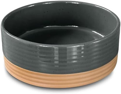 Mora Ceramic Pet Bowl Size Small - Food/Water Dish for Puppy Dogs, Cats, Guinea Pig, Rabbit, Hamster, Snake, ect. 11oz or 2 Cups - Basic Bowls for Your Dog or Cat, Mix and Match for a Set - Charcoal by MORA