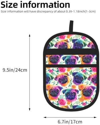 Watercolor Pug Dog Floral Rainbow Pet Pet Hair Removal Glove For Cats Dogs - Image 3