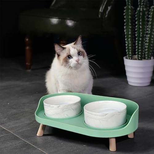 Raised Ceramic Cat Bowls with Stand, Weighted No Tip Over Spill Proof - Image 4