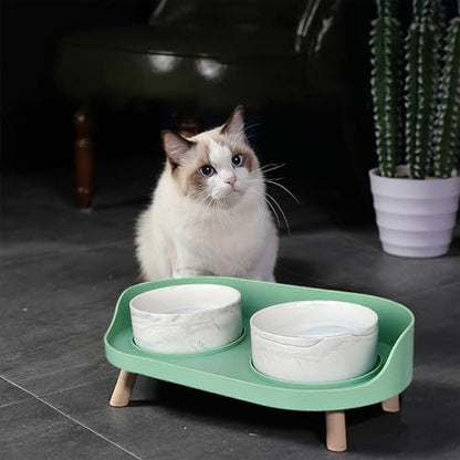 Raised Ceramic Cat Bowls with Stand, Weighted No Tip Over Spill Proof - Image 4