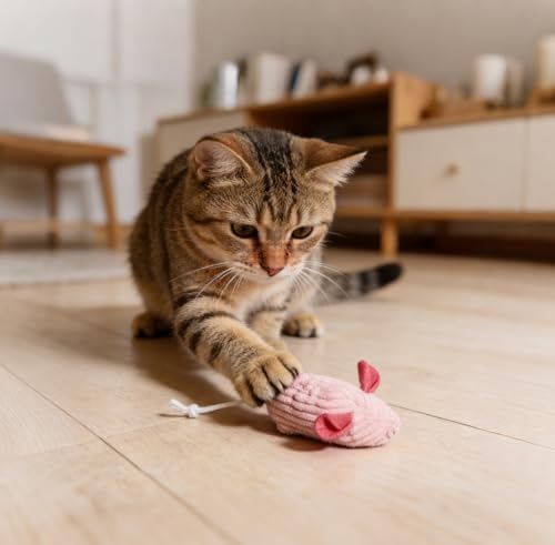 20 Pcs Cat Toy Pack Interactive Kitten Toy Set,Including Cute Catnip Chew Rope Springs Mice Crinkle Ball Furry Balls Toys for Indoor Cat,Pink Kitten Toys with Gift Bag - Image 7