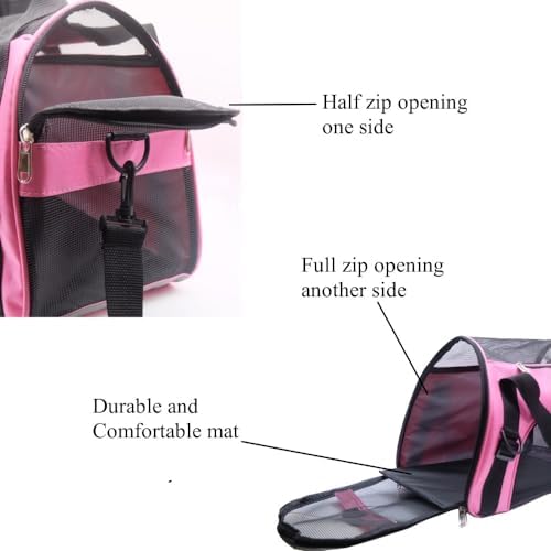 ZaneSun Cat Carrier,Soft-Sided Pet Travel Carrier for Cats,Dogs Puppy Comfort Portable Foldable Pet Bag Airline Approved (LightPink) - Image 5