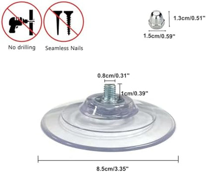 4 Pack Adhesive Cat Window Perch Suction Cups,Large Replacement Sucker Pad for Foldable Cat Window Hammock Seat (Clear, M8x10x85) - Image 2