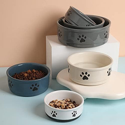 Sweejar Ceramic Dog Bowls with Paw Pattern, Dog Food Dish for Small Dogs, Porcelain Pet Bowl for Water 16 Fl Oz (White) - Image 4