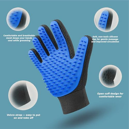 Pet Grooming Gloves – Efficient Dog & Cat Grooming Gloves 2-in-1 Deshedding Glove & Massage Mitt for Bathing, Washing & Shedding, Safe for Short/Long Hair – 2pcs (Blue) - Image 6