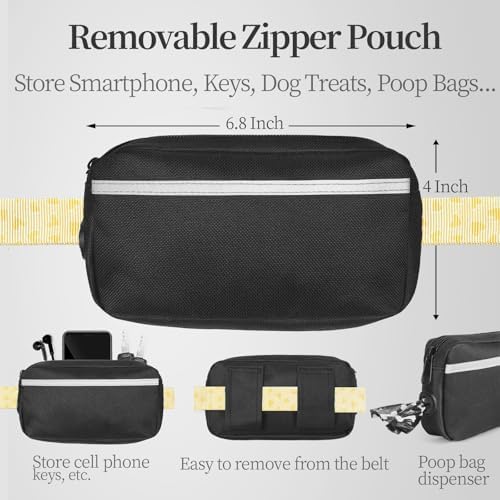 iYoShop Hands Free Dog Leash with Zipper Pouch, Yellow Heart, Large - Image 2