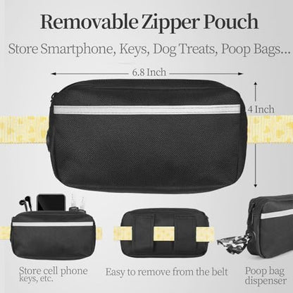 iYoShop Hands Free Dog Leash with Zipper Pouch, Yellow Heart, Large - Image 2