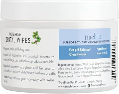 TrueBlue Parsley & Peppermint Fast and Fresh Dog Dental Wipes – Pre-Moistened Teeth Cleaning Pads - Non-Toxic, All-Natural Tooth Cleansing– 50 Count - Image 2