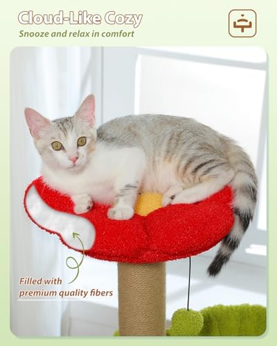 MUTTROS 35" Flower Cat Tree for Kittens with Hammock & Sisal Posts, Brown - Image 6