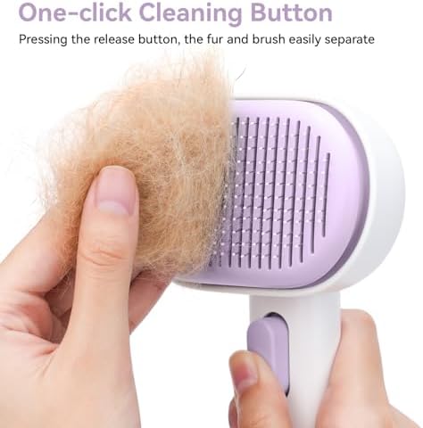 aumuca Cat and Dog Grooming Brush for Shedding, Removes Loose Fur from Long or Short Haired Pets - Ideal for Cats, Kittens, Rabbits, and More - Purple - Image 5