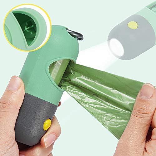 Dog Poop Bag Dispenser with Built-in LED Flashlight and Metal Clip for Leash, Pet Waste Bag Holder, Dog Walking Accessory, Mint Green - Image 2