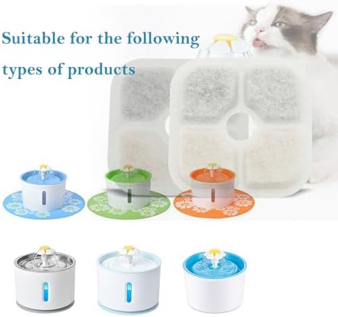 Cat Water Fountain Filters,8 Pack Pet Cat Fountain Replacement Filters - 3 Triple Filtration System/Activated Carbon for Square Stainless Steel Pet Cat Fountains - Image 3
