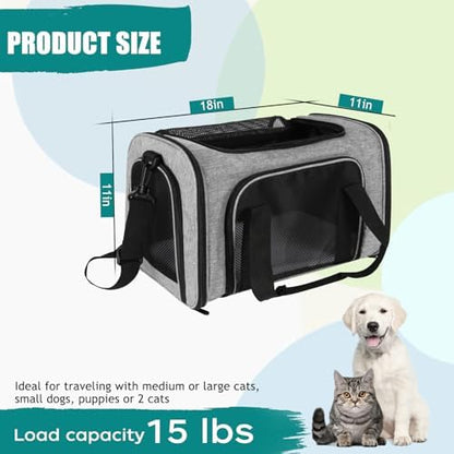 Top tasta Dog Cat Carrier Pet Carriers for Small Medium Large Cats Dogs Carrier Soft Sided Small Puppy Dog Carrier Portable Foldable Airline Approved Dog Cat Travel Carrier Grey Black M - Image 2