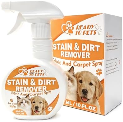 Carpet Stain Remover – Dog & Cat Urine, Poop & Vomit Cleaner – Fabric Spray for Rugs, Bed Sheets, Curtains, Sofas, Upholstery & Car Floor by READYTOPETS