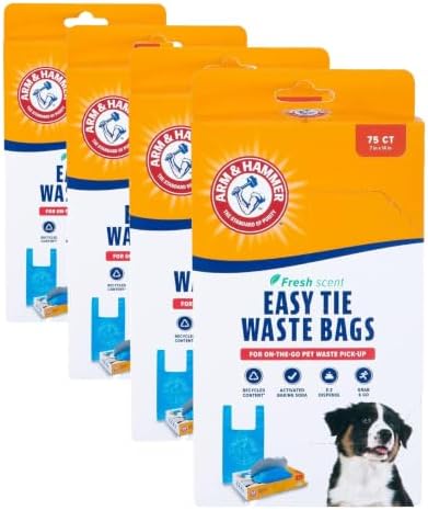 ARM & HAMMER 71041 Easy-Tie Waste Bags, Blue, 75 Count - Pack of 4 by ARMHAMMER