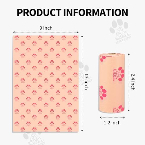 Dog Poop Bags Rolls 300 Count Biodegradable Poop Bags Refills for Dog and Cat Cherry Blossom Scented Waste Bag Leak Proof Doggie Poop Bag Doggy Trash Bag Pink - Image 2