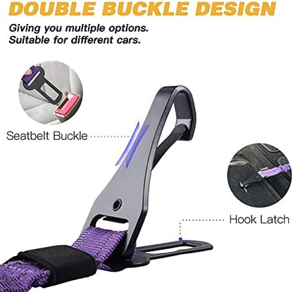 AUBELL Dog Seat Belt for Car,2 Pack Set 3-in-1 Dog Car Harness,Black+Purple - Image 3