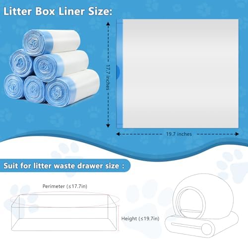 Kitcanis 120count Cat Litter Box Liner Automatic Litter Box for Cat Polyethylene Compatible with MeoWant MW-SC01/MW-SC02 1.5 Mil Heavy Disposable Scent Free 22lb Load, 17.7 x 19.68 in - Image 4