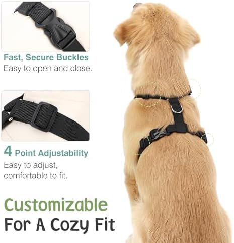VavoPaw Dog Seat Belt, Safety Vest Dog Car Harness with Adjustable Buckle Dog Seat Belt for Vehicle Nylon Pet Safety Seat Belts Heavy Duty(L, Black Daisy) - Image 3