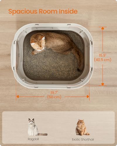 Feandrea Cat Litter Box with Lid, XL Enclosed, Slide-Out Tray, Scoop - Image 3