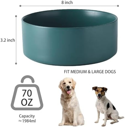 8'' Ceramic Dog Bowl - 70Oz Classic Dogs Food & Water Bowl for Medium and Large Breeds, Heavy-Duty Non-Slip Dog Dish, Food Grade Stoneware Pet Bowl, Dishwasher & Microwave Safe, Green - Image 3