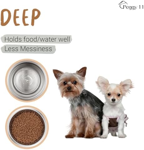 PEGGY11 Deep Stainless Steel Dog Bowls, 2 US Cup Each, 2-Pack - Image 4