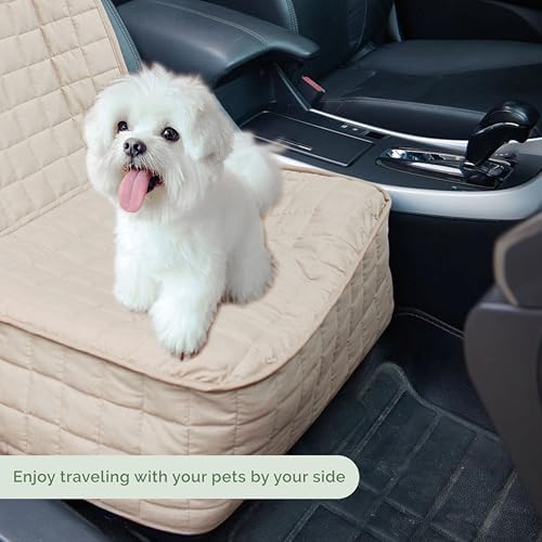 Elegant Comfort Premium Pet Car Seat Cover for Front Seat, Luxury Microfiber Car Seat Protector, Heavy Duty and Durable, Non-Slip and Waterproof Car Seat Cover for Trucks, Cars, and SUVs, Cream - Image 2