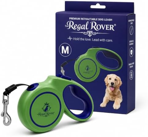 Retractable Dog Leash 16 FT (5M) – Heavy Duty Tangle-Free Dog Leash with One-Touch Brake & Lock, Reflective Nylon Tape, Ergonomic Non-Slip Handle for Small, Medium & Large Dogs up to 30 KG by Unknown