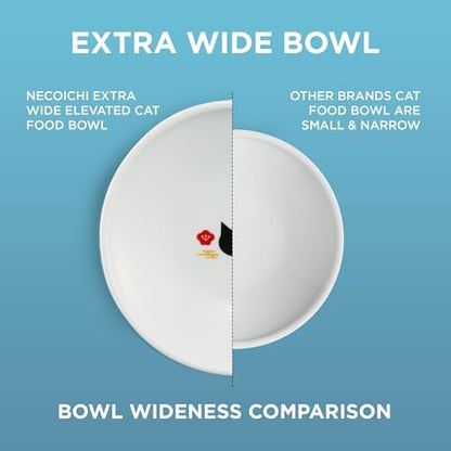 Necoichi Ceramic Extra-Wide Elevated Cat Food Bowl (Fuji, Extra Wide) - Image 2