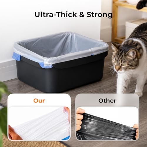HHOLOVE Self Cleaning Litter Box, Open Top Automatic Litter Box, Safety Sensors Protection, App Control for Multiple Cats, Odor Control Includes 1 roll Liner, Large Waste Bin (White) - Image 3
