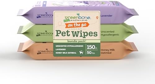 Greenbone On-the-Go Pet Wipes Bundle Pack - 150 Total Wipes (50 Each of Unscented, Lavender, Honey Milk Oatmeal) - Gentle Cleaning for Dogs and Cats - Image 3